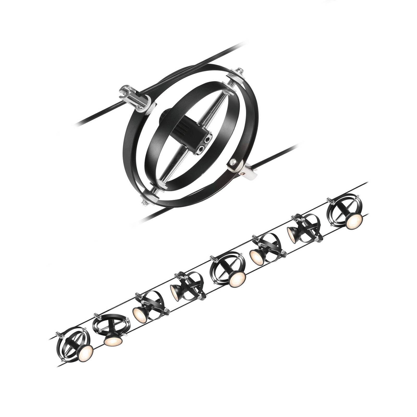 Paulmann Cardan cable lighting system 8-bulb black - Hallway - Modern