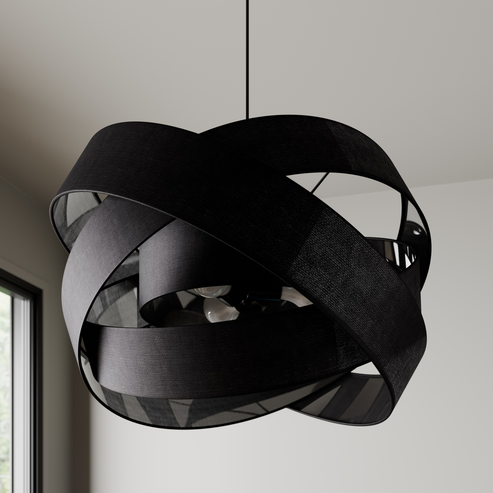 voering Lijkt op Twee graden Lindby Simaria stoffen hanglamp, zwart | Lampen24.nl