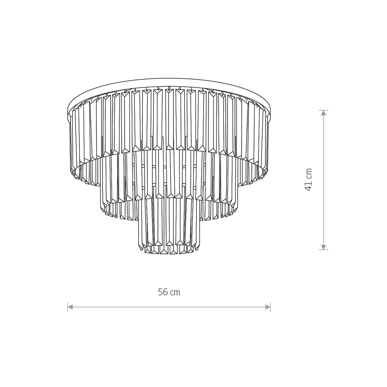 Cristal loftslampe, transparent/sølv, Ø 56cm