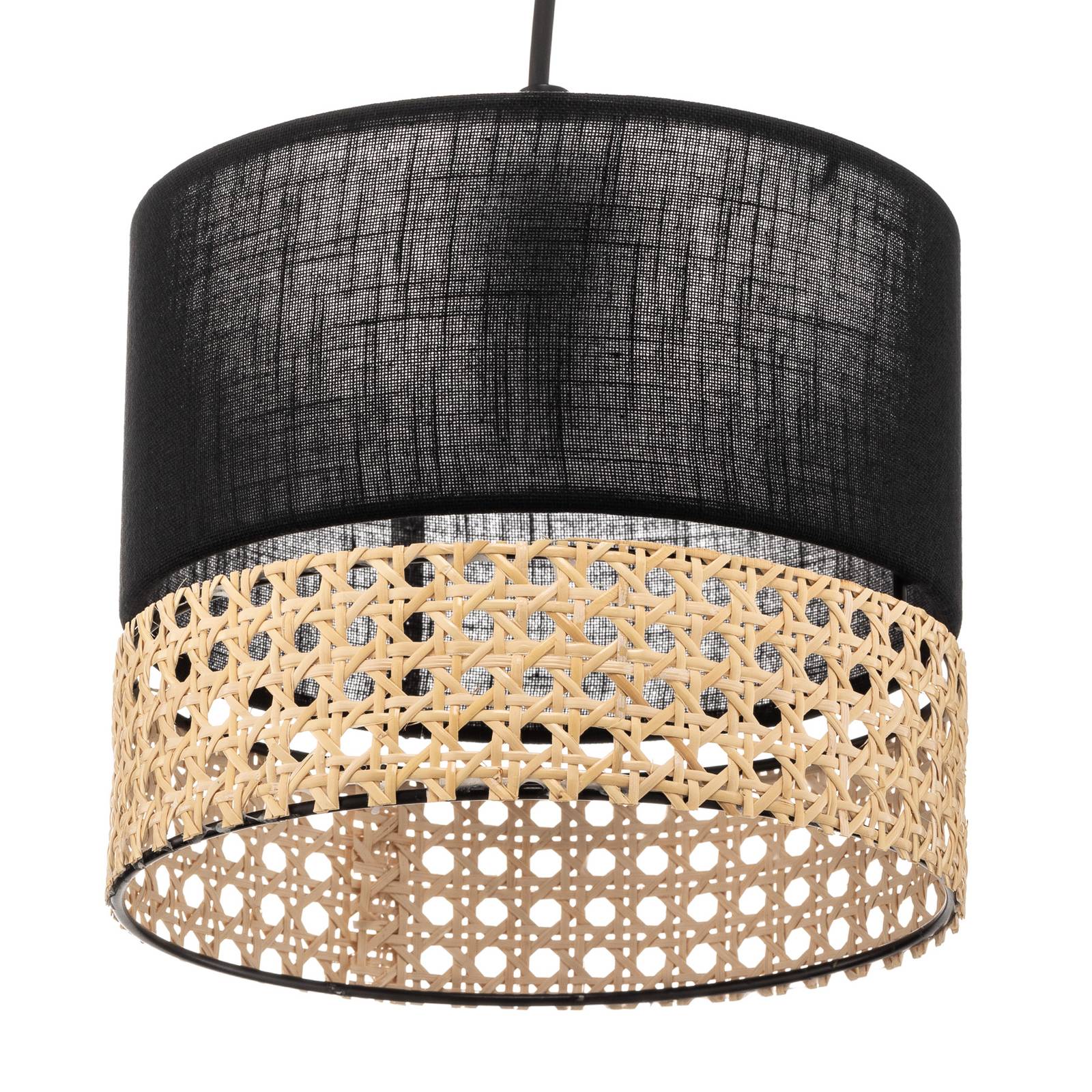 Lampa wisząca Paglia czarny/rattan 1-punktowa 20 cm