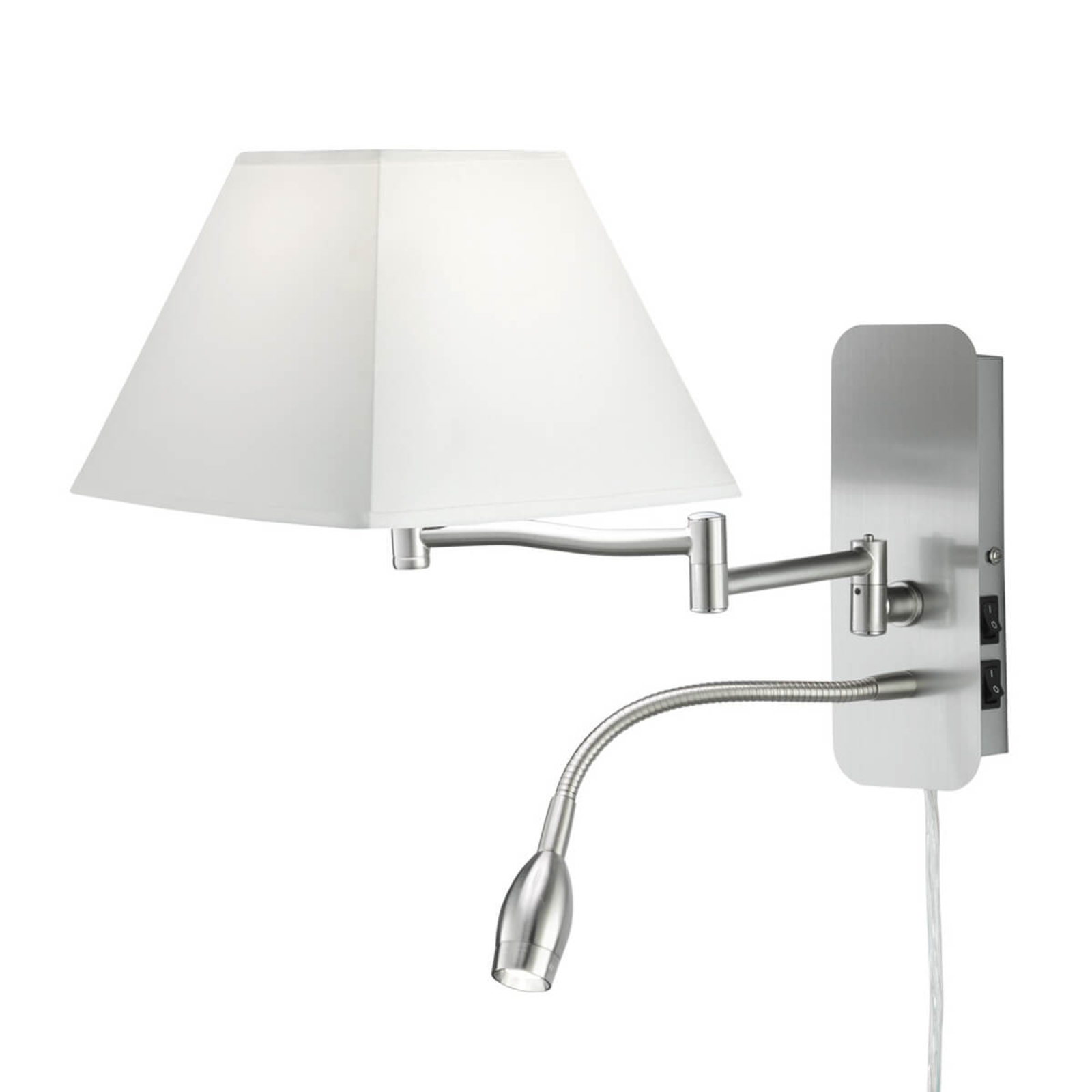 Hotel textile wall light with LED reading light