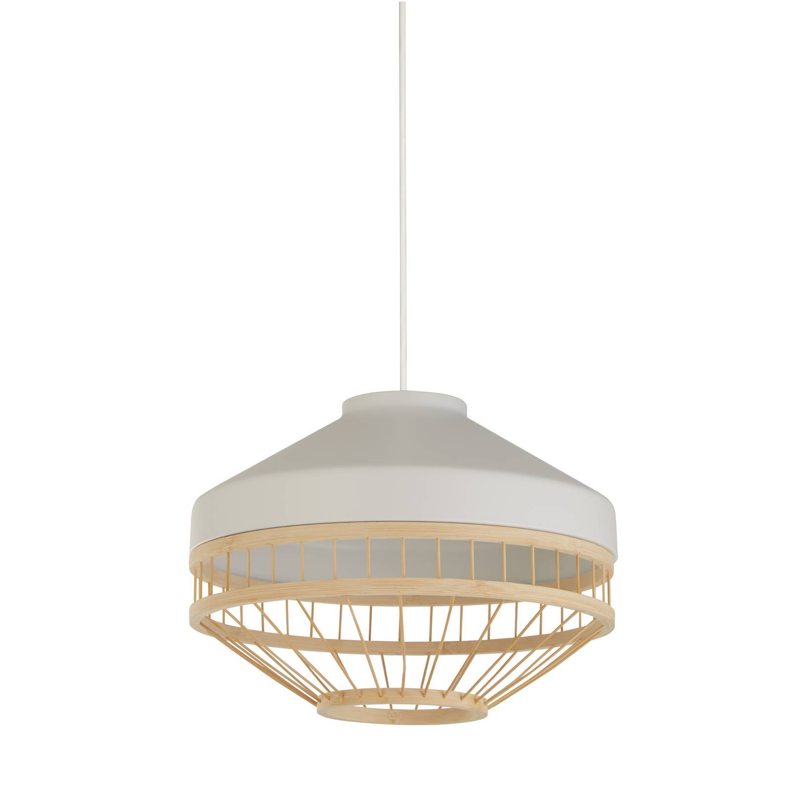 Pendelleuchte Lanya, weiß, Stahl/Bambus, Ø 30 cm, E27