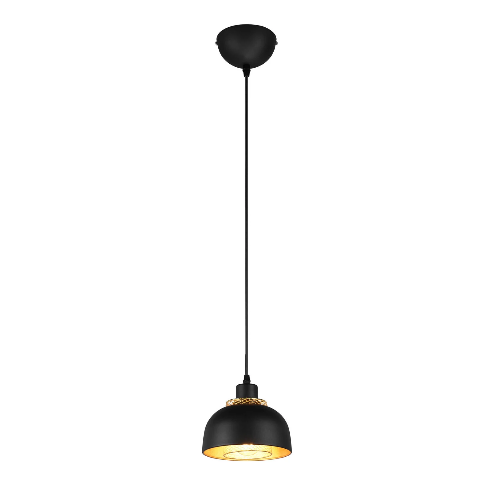 Suspension Punch noir/or à 1 lampe Ø 18 cm