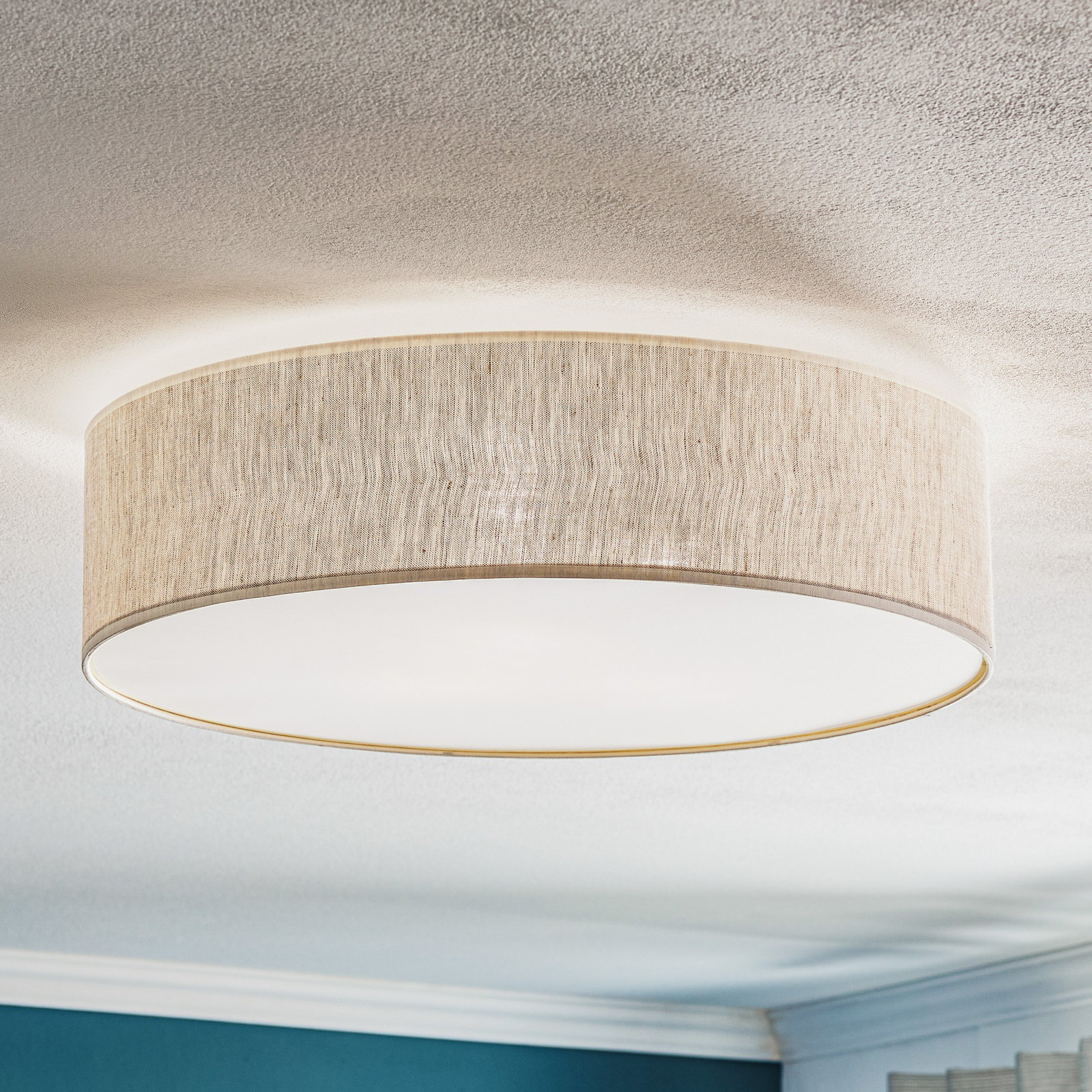 Leano ceiling light grey round, canvas