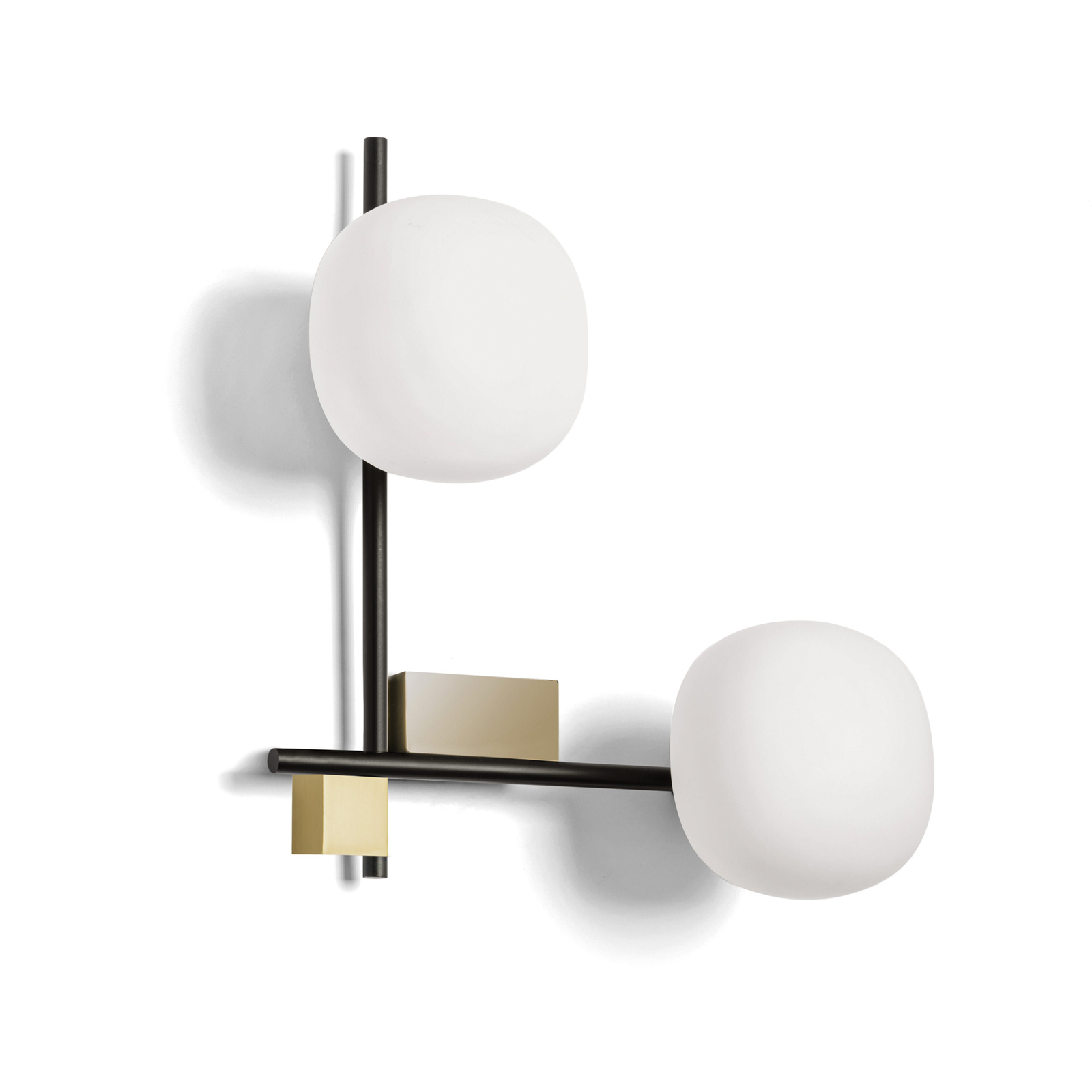 Lingotto wandlamp, 2-lamps, wit/goud/zwart, glas