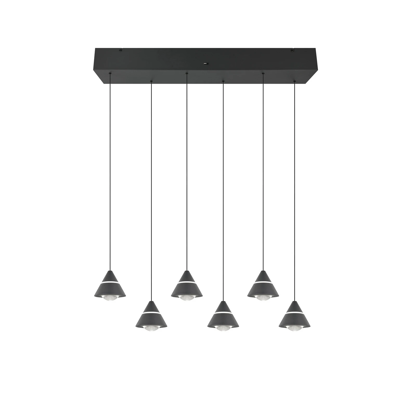 Lampă suspendată LED Romeo, lungime 75 cm, negru, metal, 6 becuri.