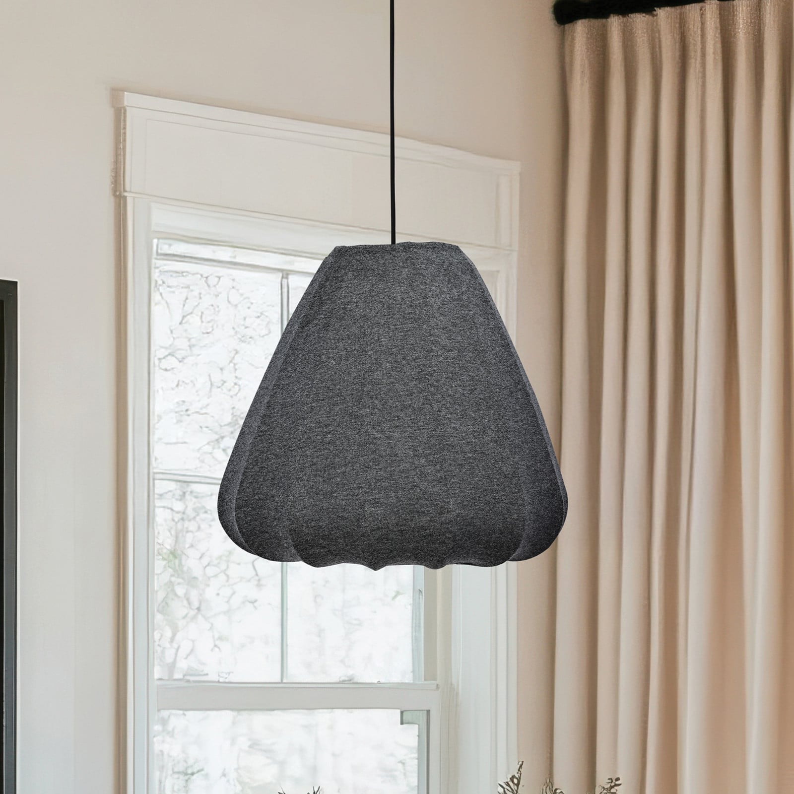 Lampă suspendată Barlaston Ø 35 cm negru/gri metal material textil