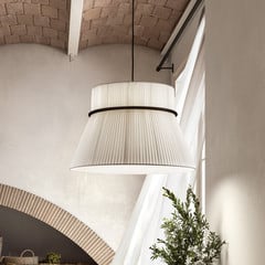 Lampada a sospensione Bover Folie S, bianco/nero, Ø 60 cm, tessuto