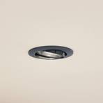 Prios recessed ceiling light Fibur, dark grey, aluminium, Ø 8.2 cm