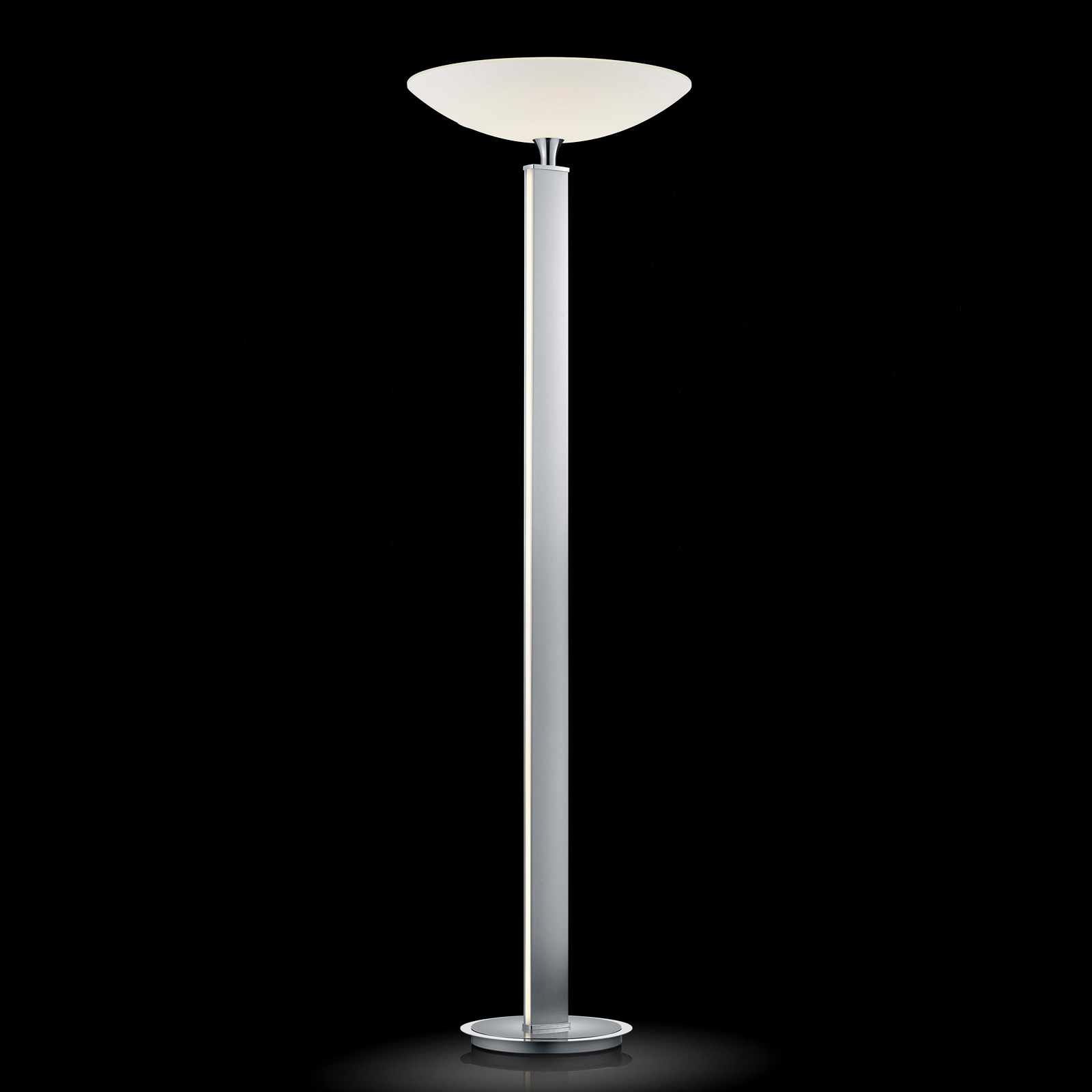 BANKAMP Pure F LED uplighter, nickel, for Living / Dining Room, metal, glass, 75 W, energy efficiency: A+, H: 179 cm