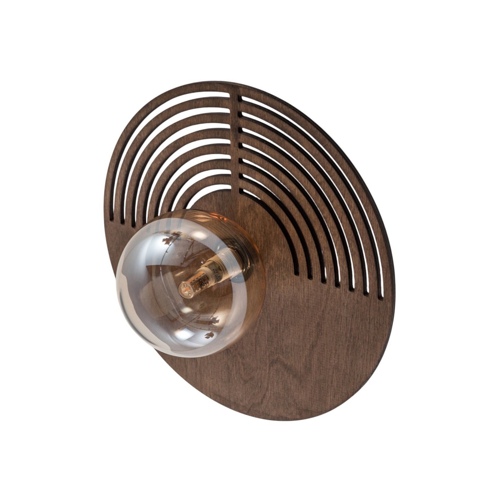 Wandleuchte Lunar, weiß/holzfarben, Ø 30 cm, G9