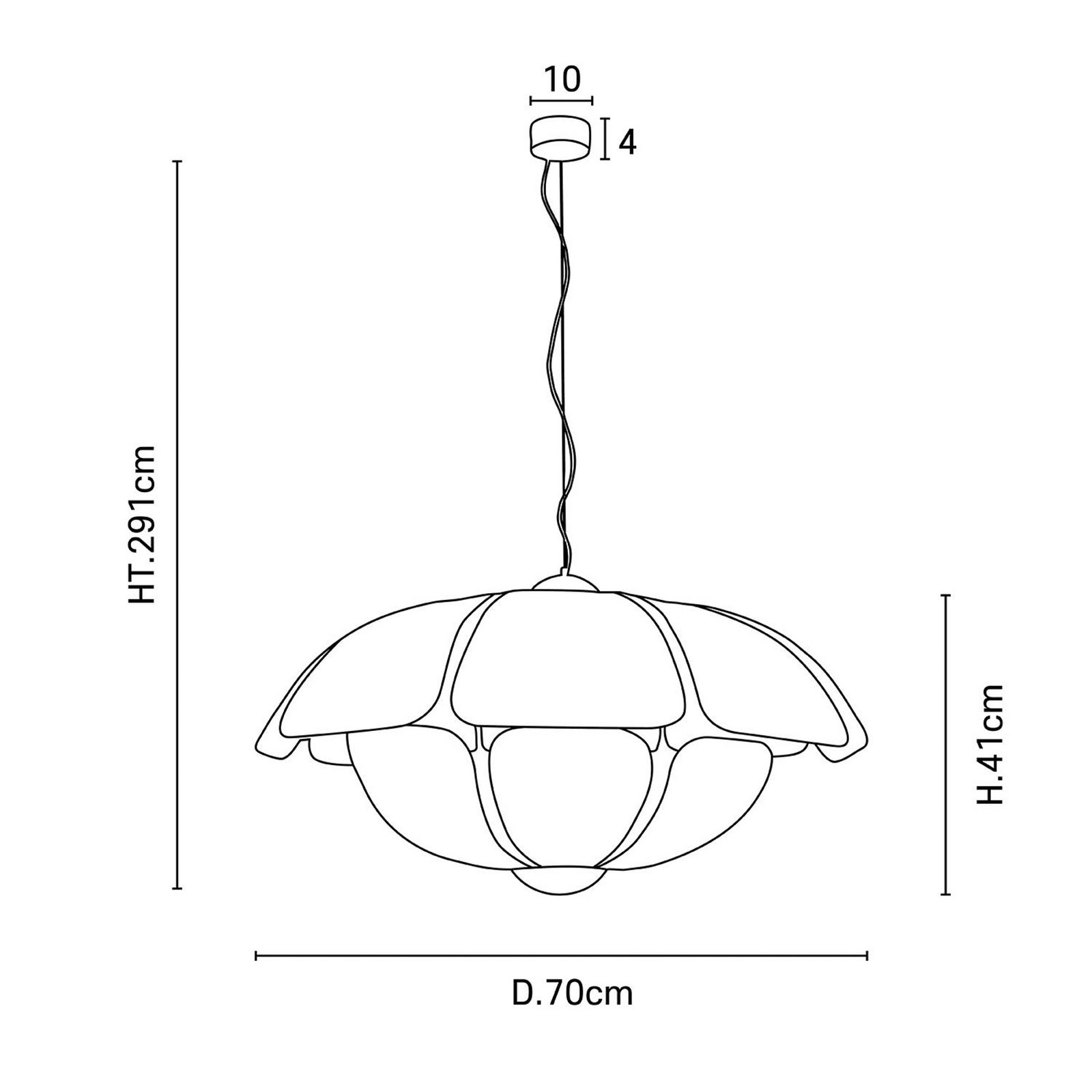 MARKET SET Coquillage hanging light, 70 cm, natural colour, rattan