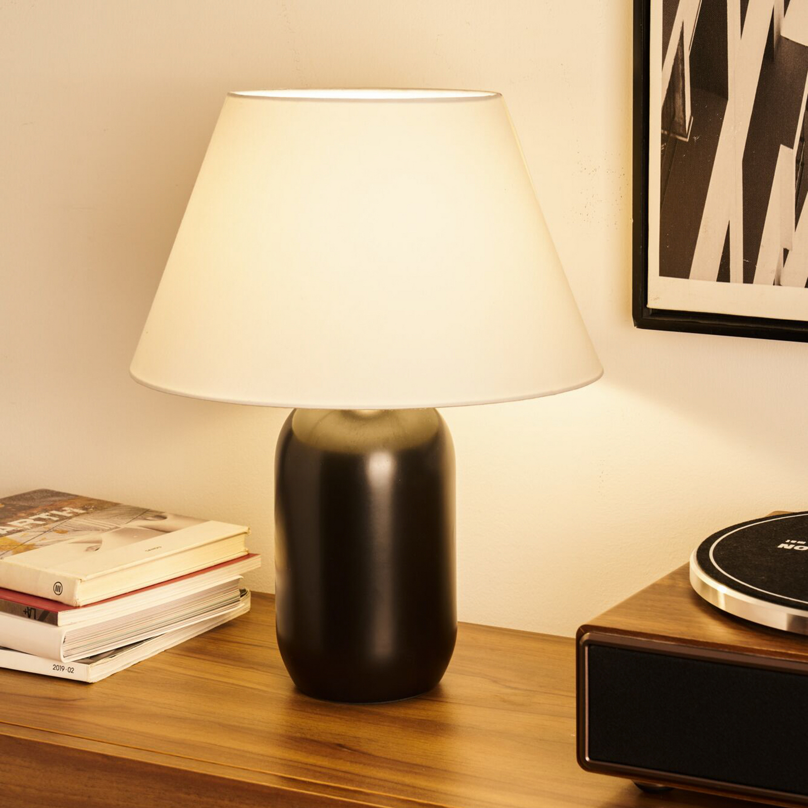 Pauleen-pöytävalaisin MYSTIC SHINE, valkoinen/musta, korkeus 45 cm