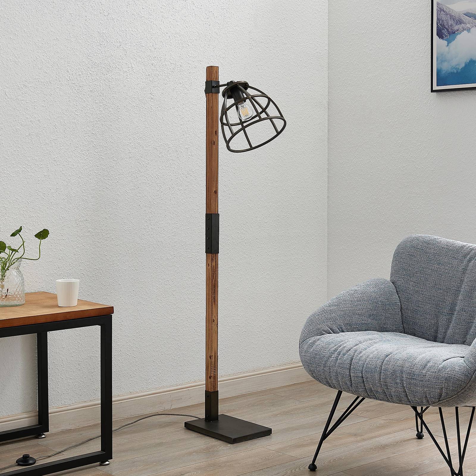 Lindby Tanina lampadaire avec abat-jour cage