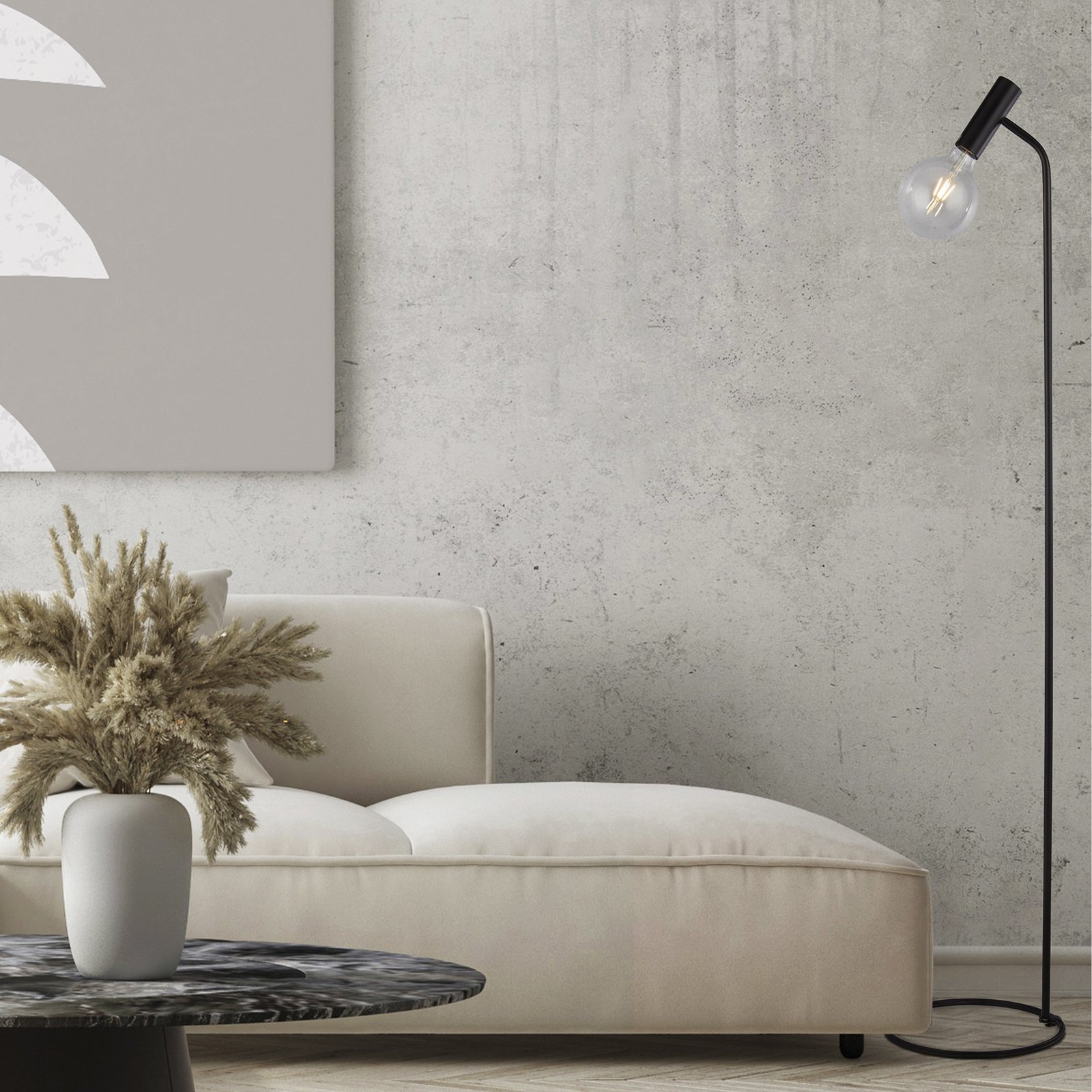 Lampe sur pied Dulwich, intensité variable, noir, métal, 152 cm, E27