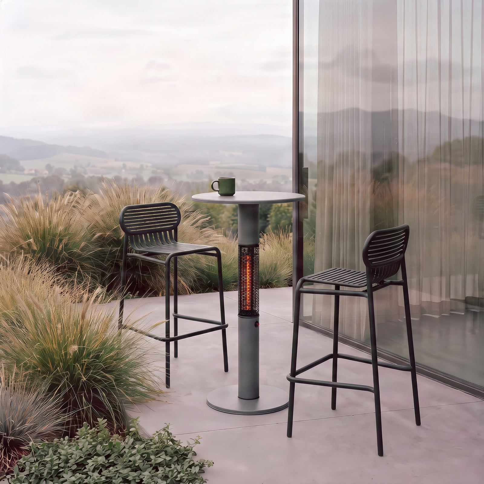 Radiateur rayonnant de table Flamara, anthracite, hauteur 110 cm, IP55 - Lucande Radiateur rayonnant de table Flamara, anthracite, hauteur 110 cm, IP55 - Lucande