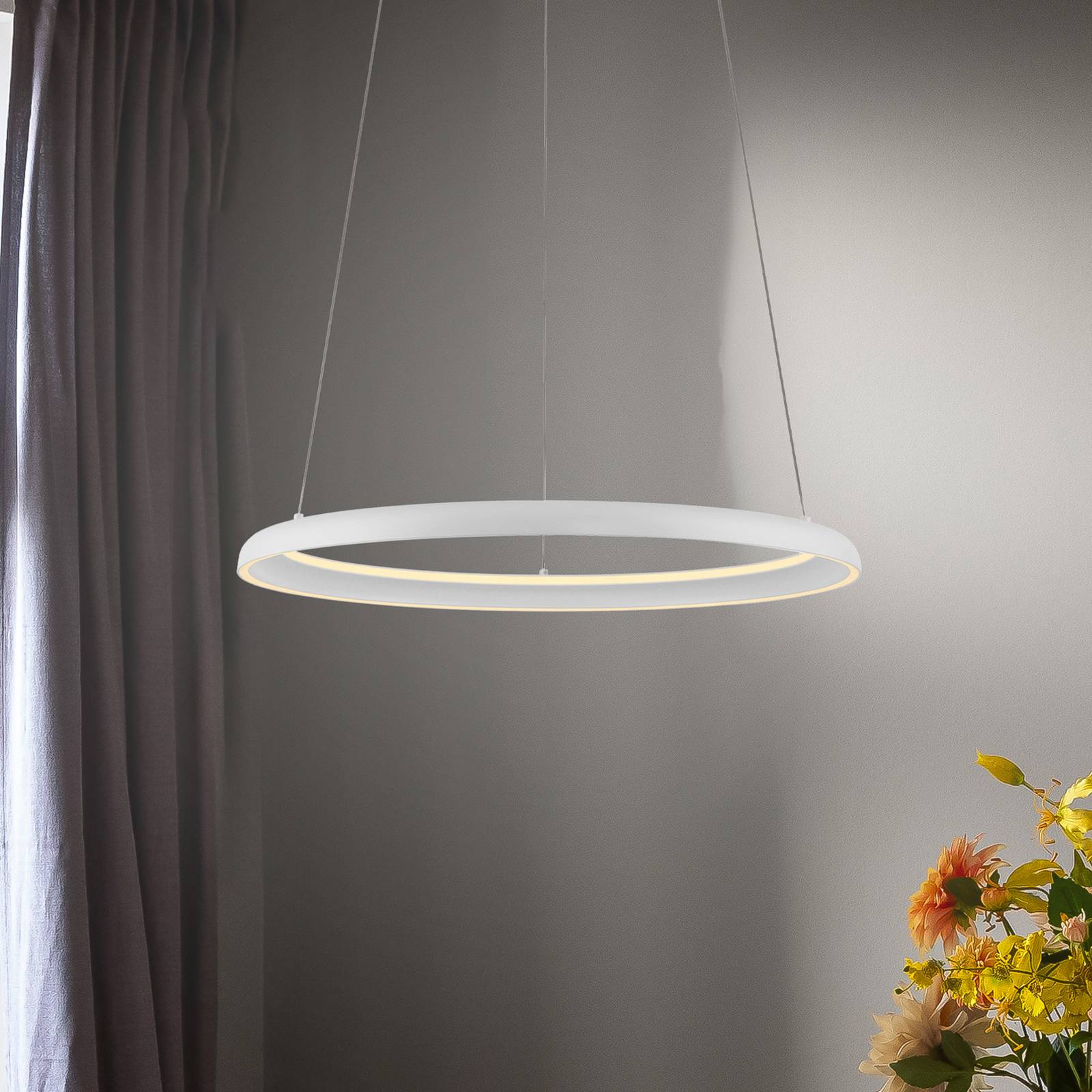 Levně Schöner Wohnen LED závěsné světlo QUILLO, bílé, Ø 60 cm, kov, Switchdim