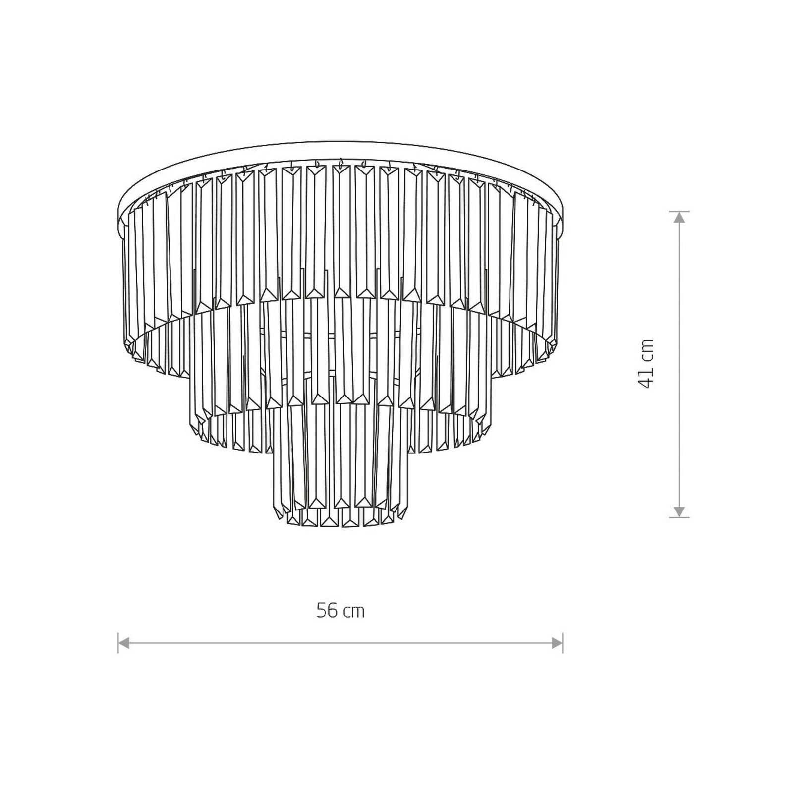 Euluna Plafonieră Cristal transparentă/neagră Ø 56cm - Camera de zi / sufragerie - transparent negru - Sticlă