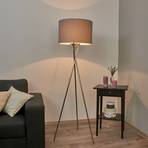 Tripod floor lamp with grey lampshade
