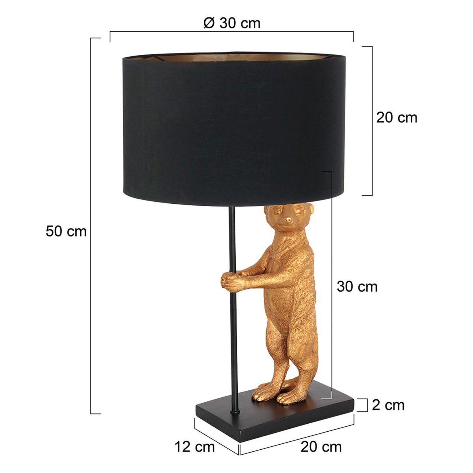 Animaux 7202ZW stolní lampa, kov, plátno, černá barva