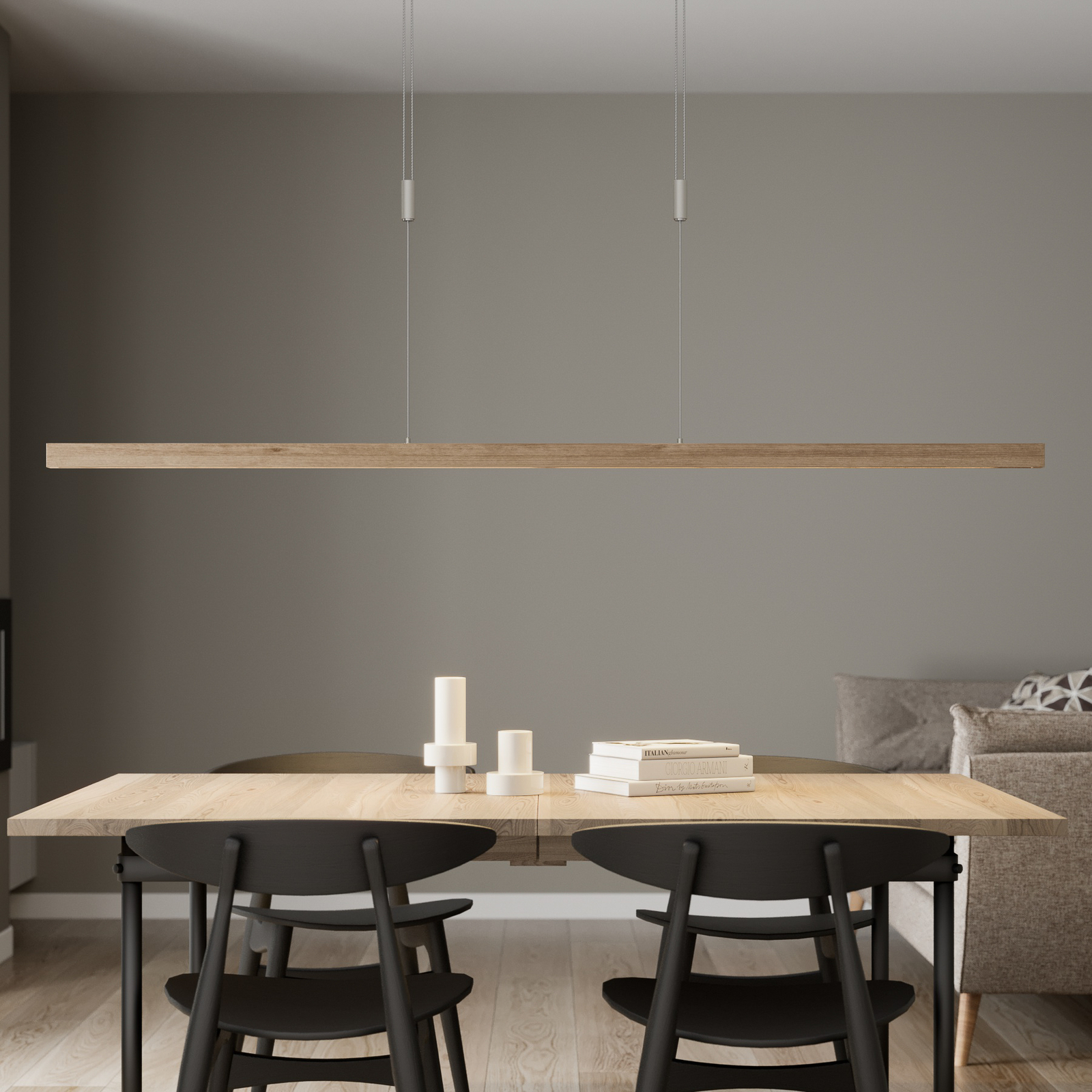 Quitani LED-Pendellampe Nora, Eichenholz, dimmbar
