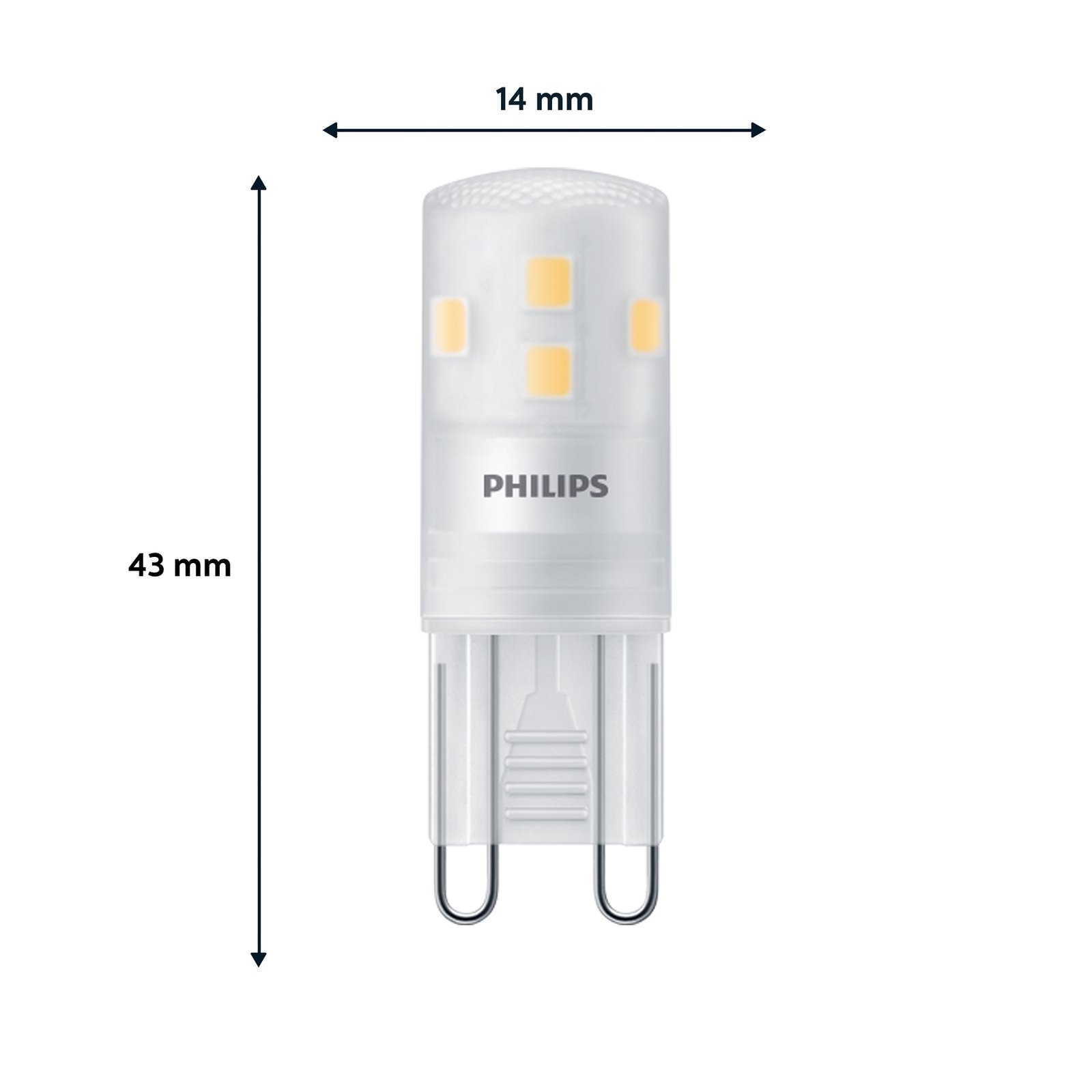 Philips Ampoule à broche LED G9, 1,9 W, 2 700 K, intensité variable