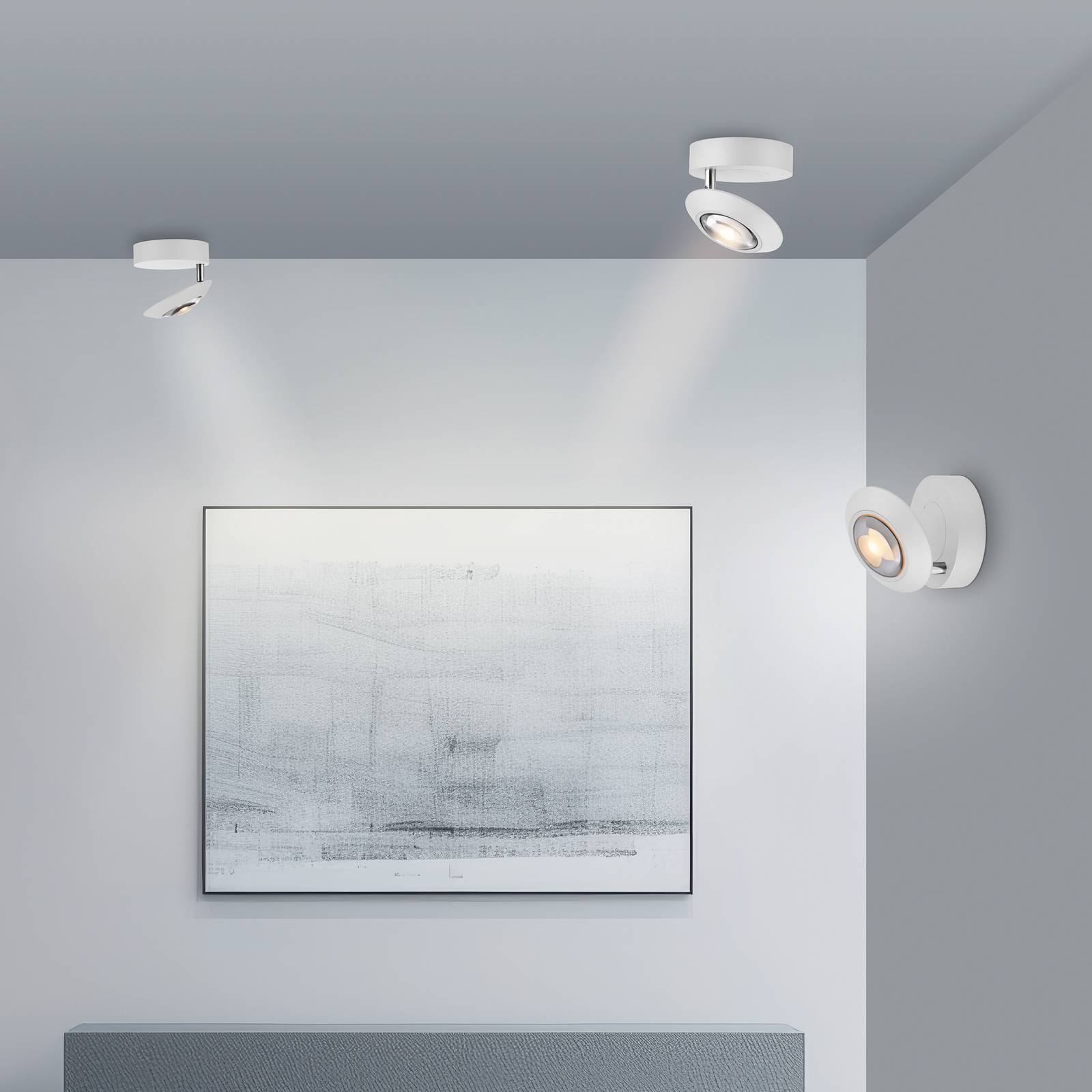 Lampa sufitowa LED PURE Oculis, biała, Ø 15 cm, żelazo/szkło