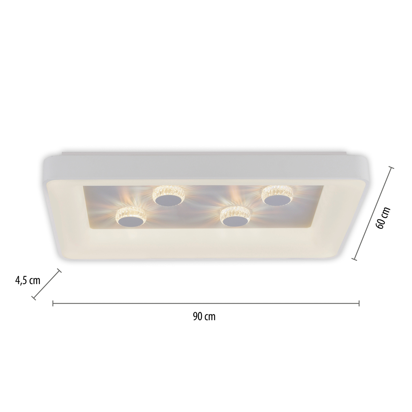 LED stropní svítidlo Vertigo, CCT, 90x60 cm, bílá