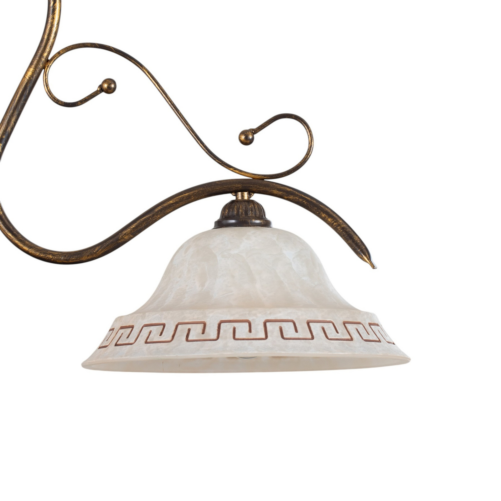 Hængelampe BILIARDO GIORGIO, creme/bronze, glas/jern 2 lyskilder.