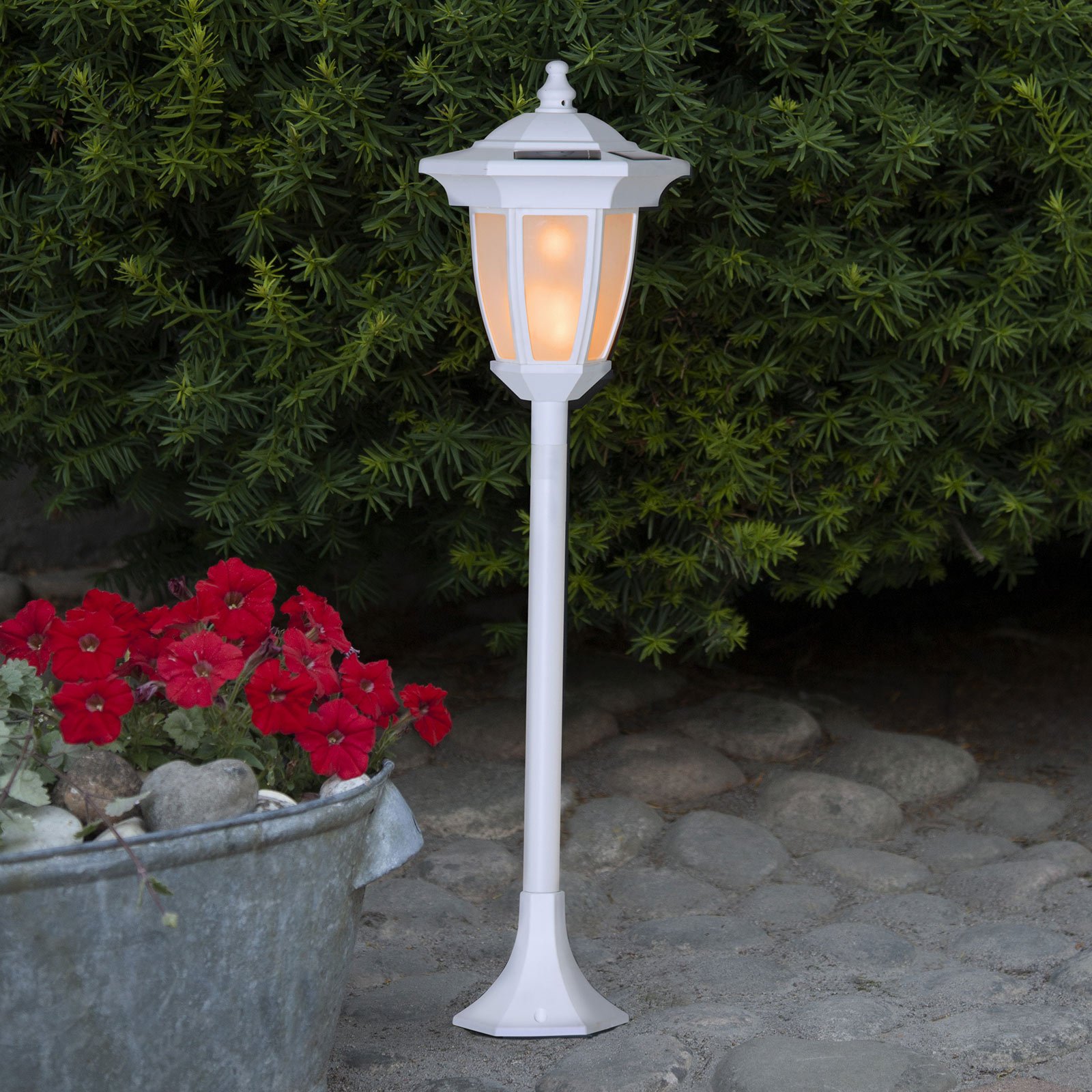 Solárna LED lampa Flame, 4 v 1, biela