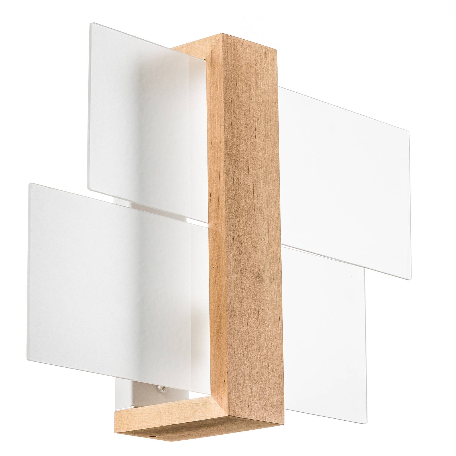 Wandleuchte Shifted 1, Glas und helles Holz