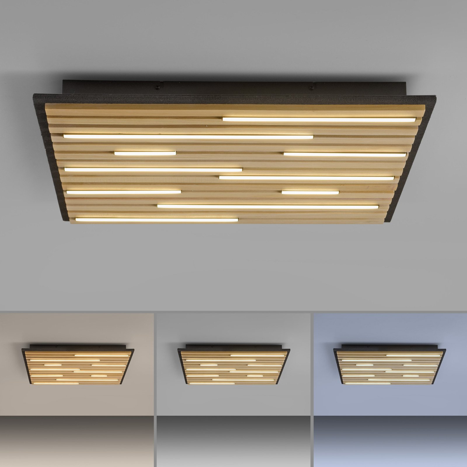 Paul Neuhaus Smart LED lubinis šviestuvas Q-Acoustic wood 62 x 62 cm