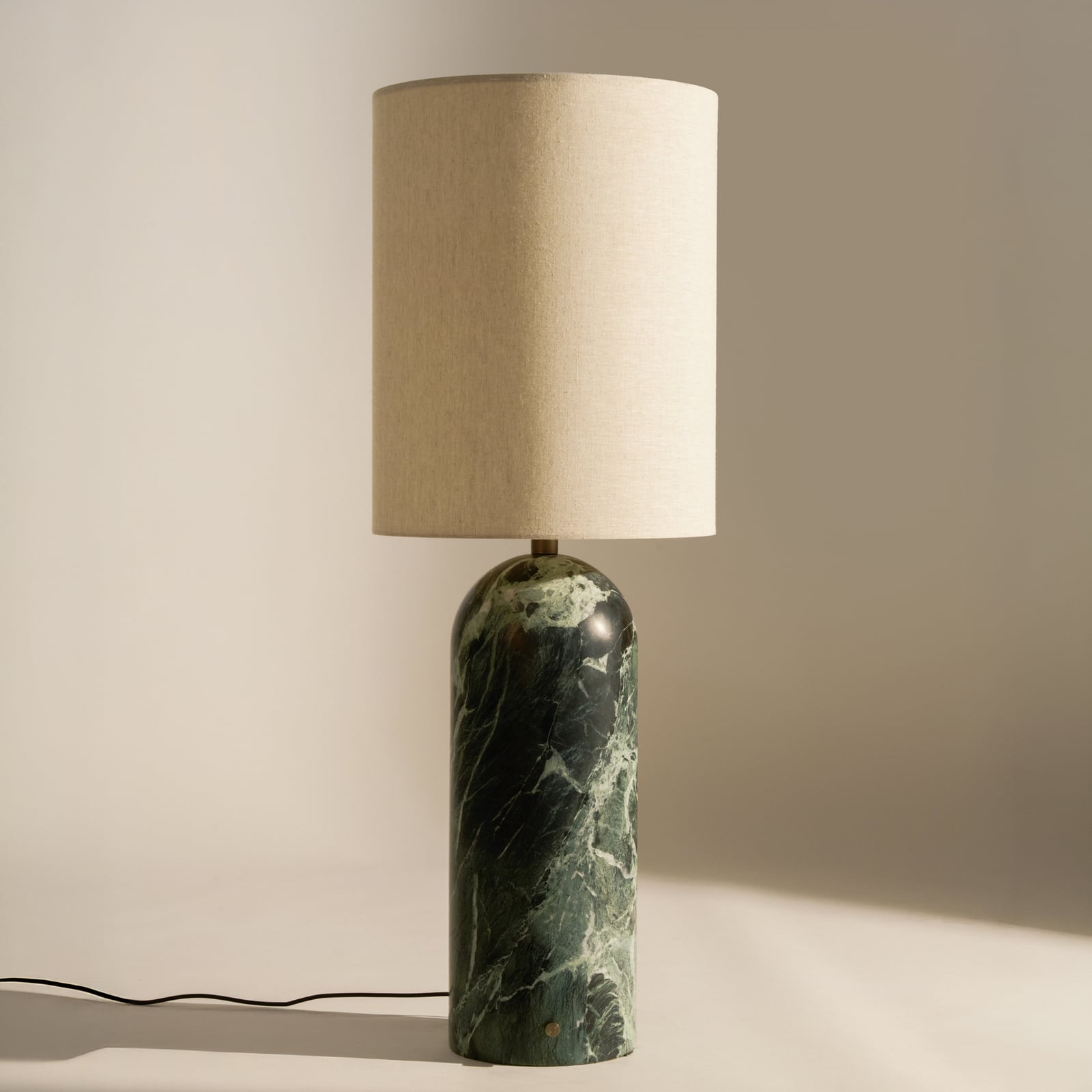 Gubi Gravity XL High UK Floor Lamp, Green Marble, Cream Canvas