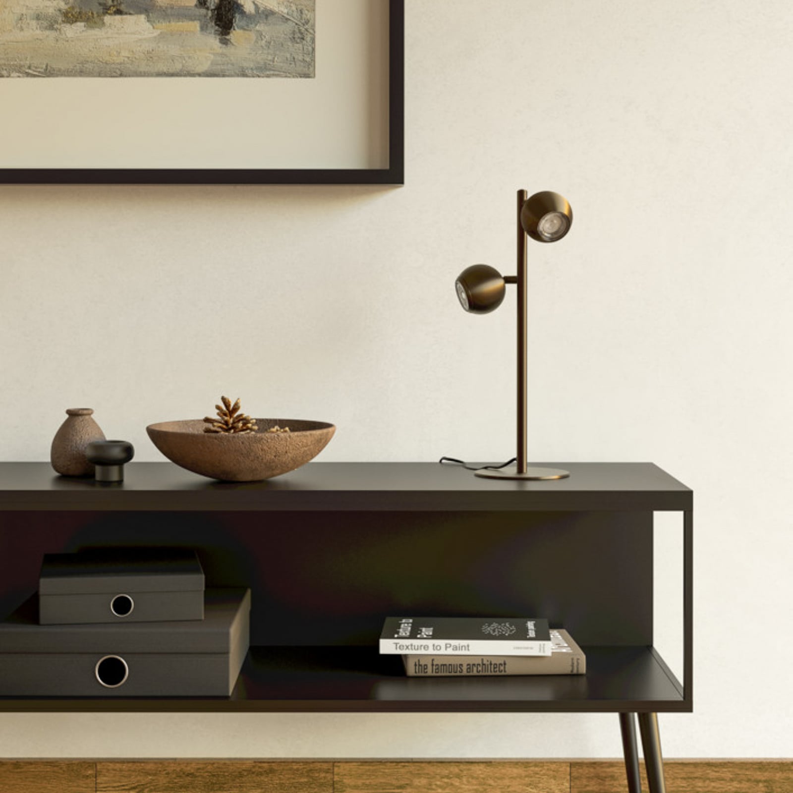 Candeeiro de mesa EGLO BIMEDA 1, cor de bronze, altura 45 cm, 2 lâmpadas. Candeeiro de mesa EGLO BIMEDA 1, cor de bronze, altura 45 cm, 2 lâmpadas.