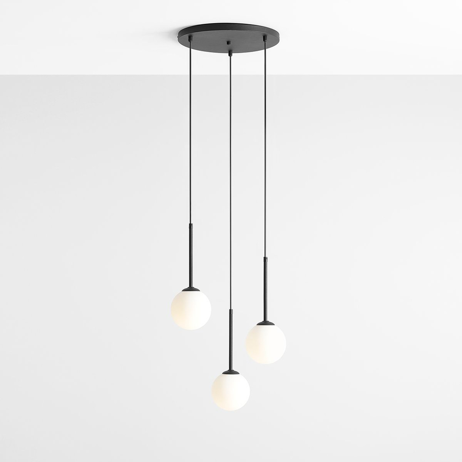 Hanglamp Joel, zwart/wit, Rondel, 3-lamps