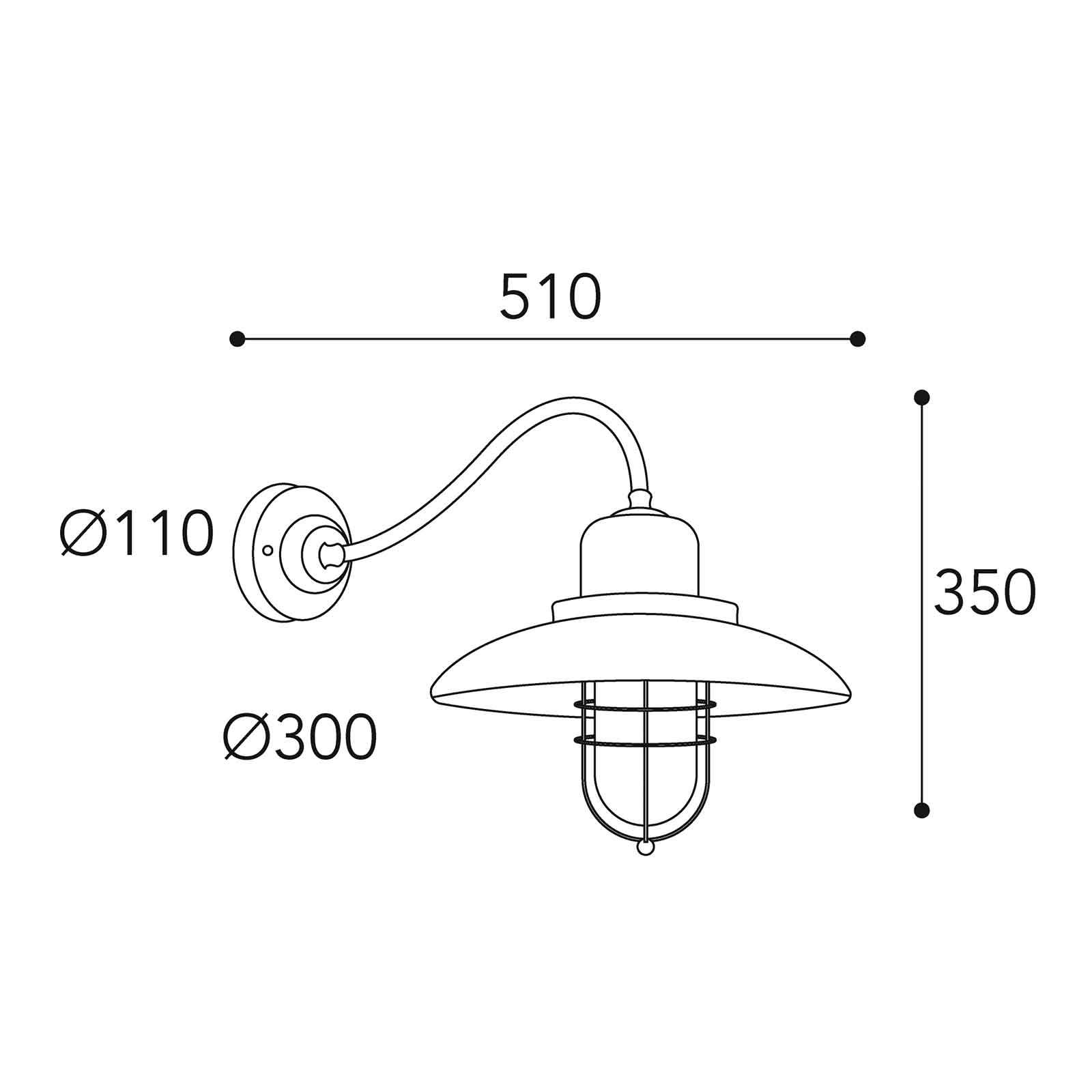 Moretti Luce Vägglampa Patio Cage 3300 mässing antik/klar