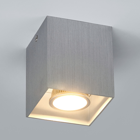 Alufarbene Aufbau-Deckenlampe Carson, eckig