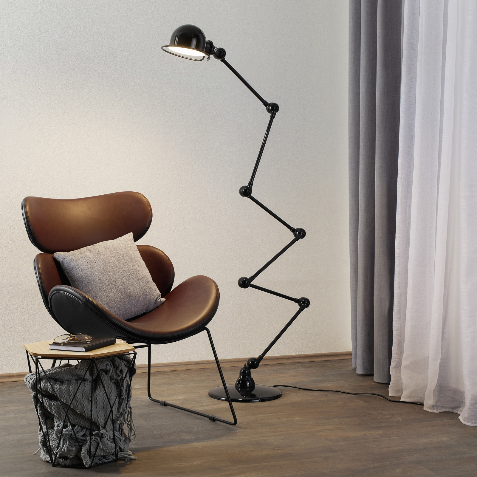 JIELDÉ Jieldé Loft D9406 floor lamp 6 x 40 cm, black, for Living / Dining Room, aluminium, steel, E27, 60 W, energy efficiency: A++, H: 240 cm