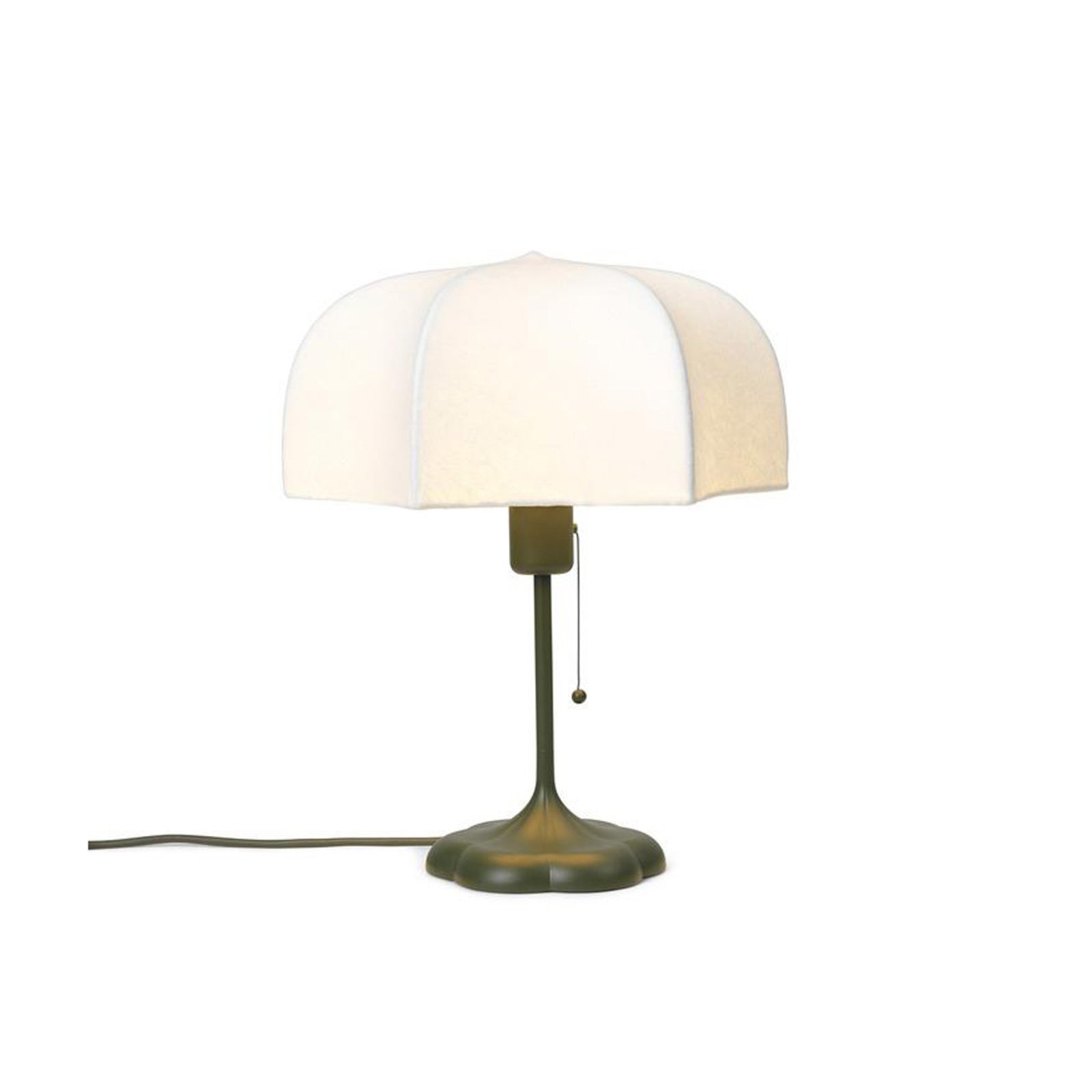 ferm LIVING table lamp Poem, green, steel, fleece, 42 cm