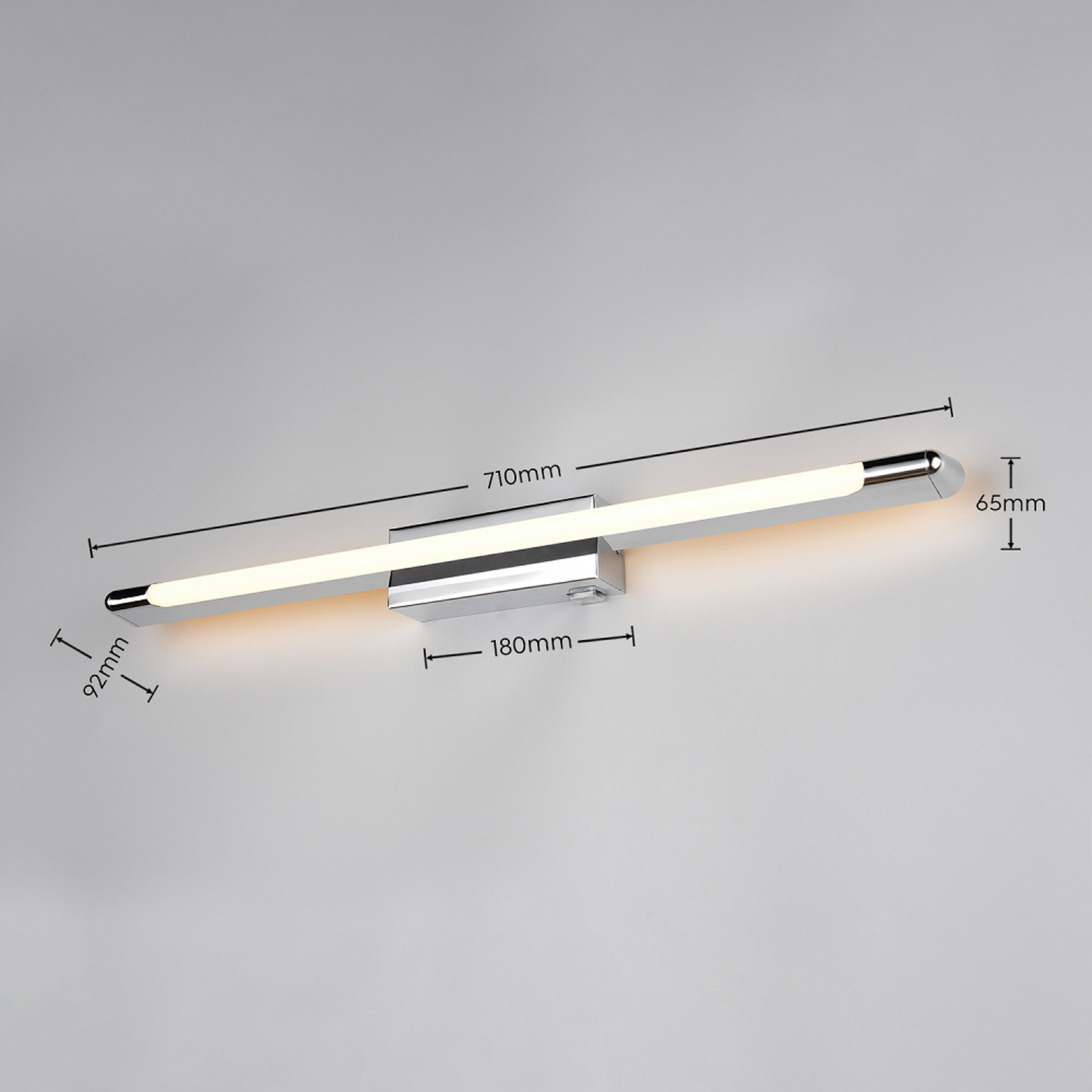 LED sienas lampa „Alberto“, hromēta, platums 71 cm, metāla, IP44 LED sienas lampa „Alberto“, hromēta, platums 71 cm, metāla, IP44
