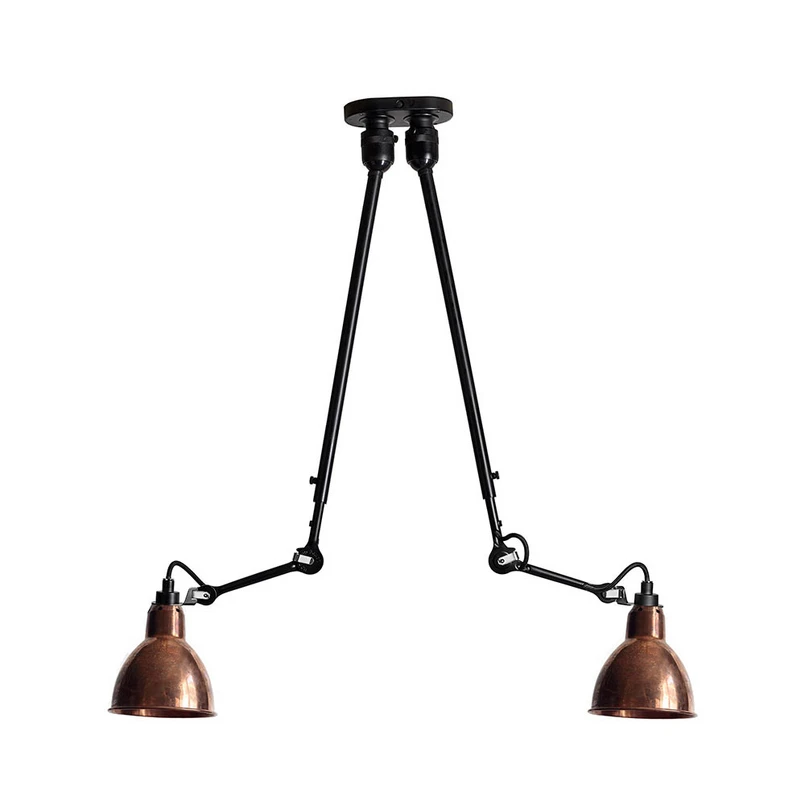 Lampe Gras - 302 Plafonnier Double Noir/Cuivre Brut
