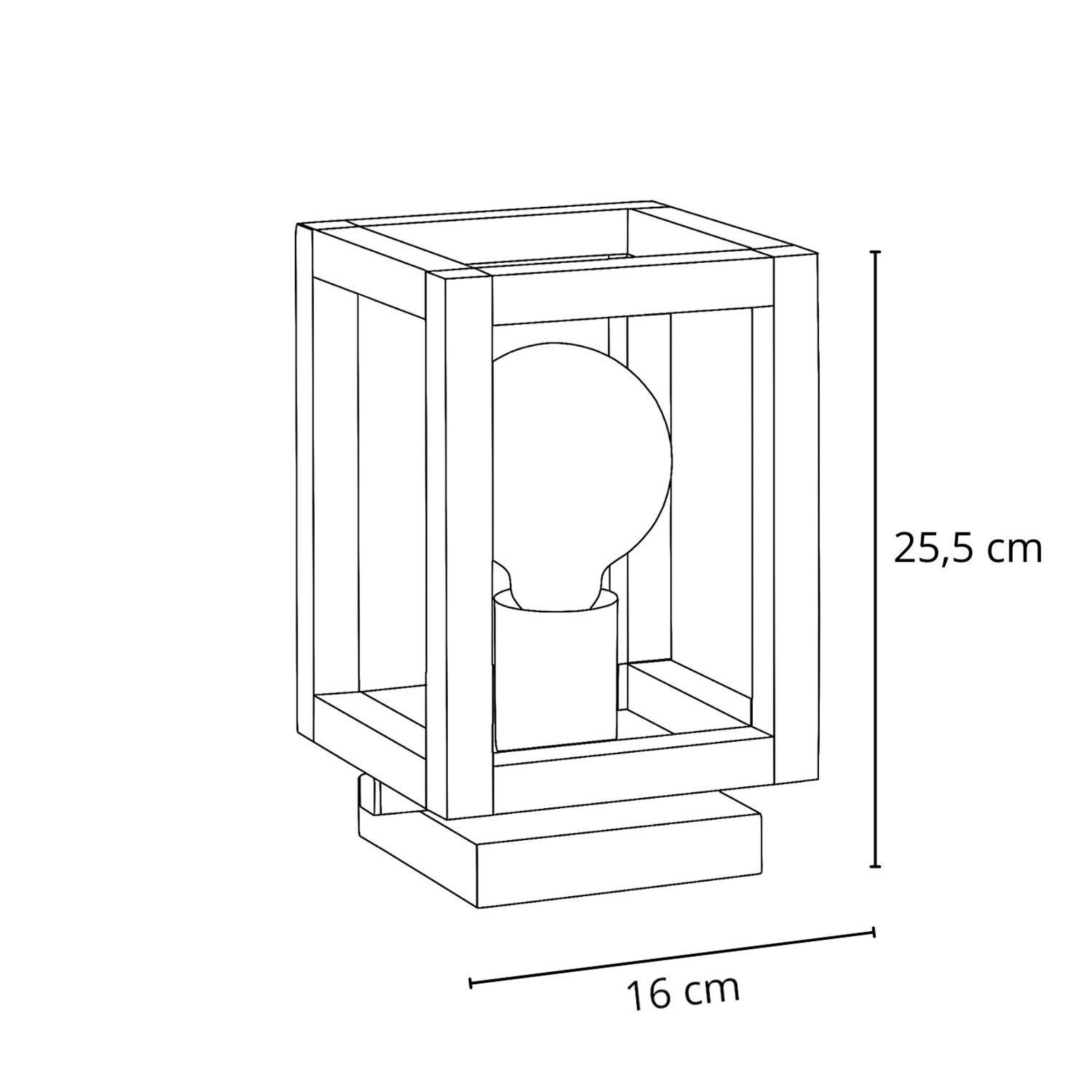Pako table lamp, cage shape, cube, wood, 16 x 16 x 25 cm