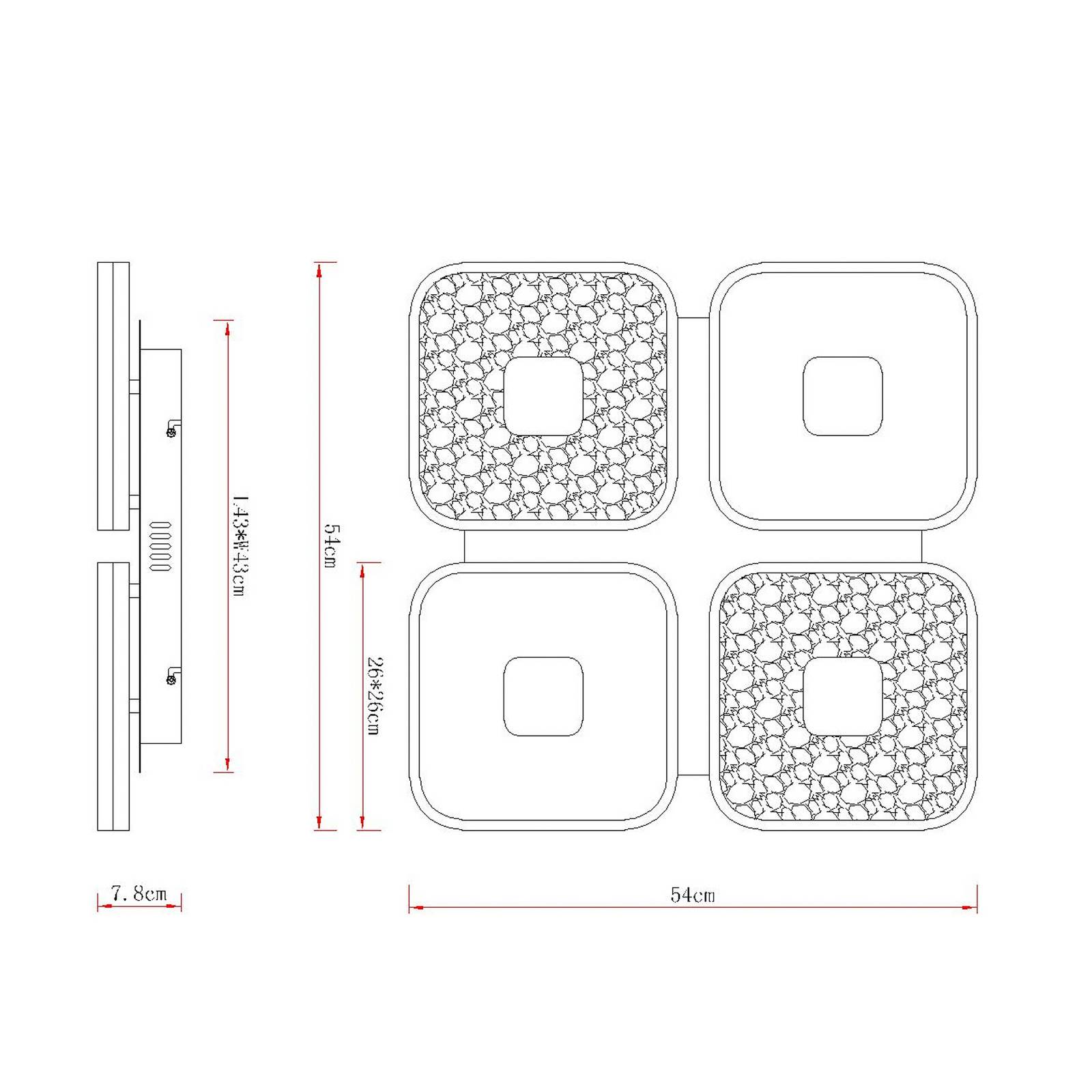 Lampa sufitowa LED Mosaiko, długość 54 cm, biało-piaskowa metalowa
