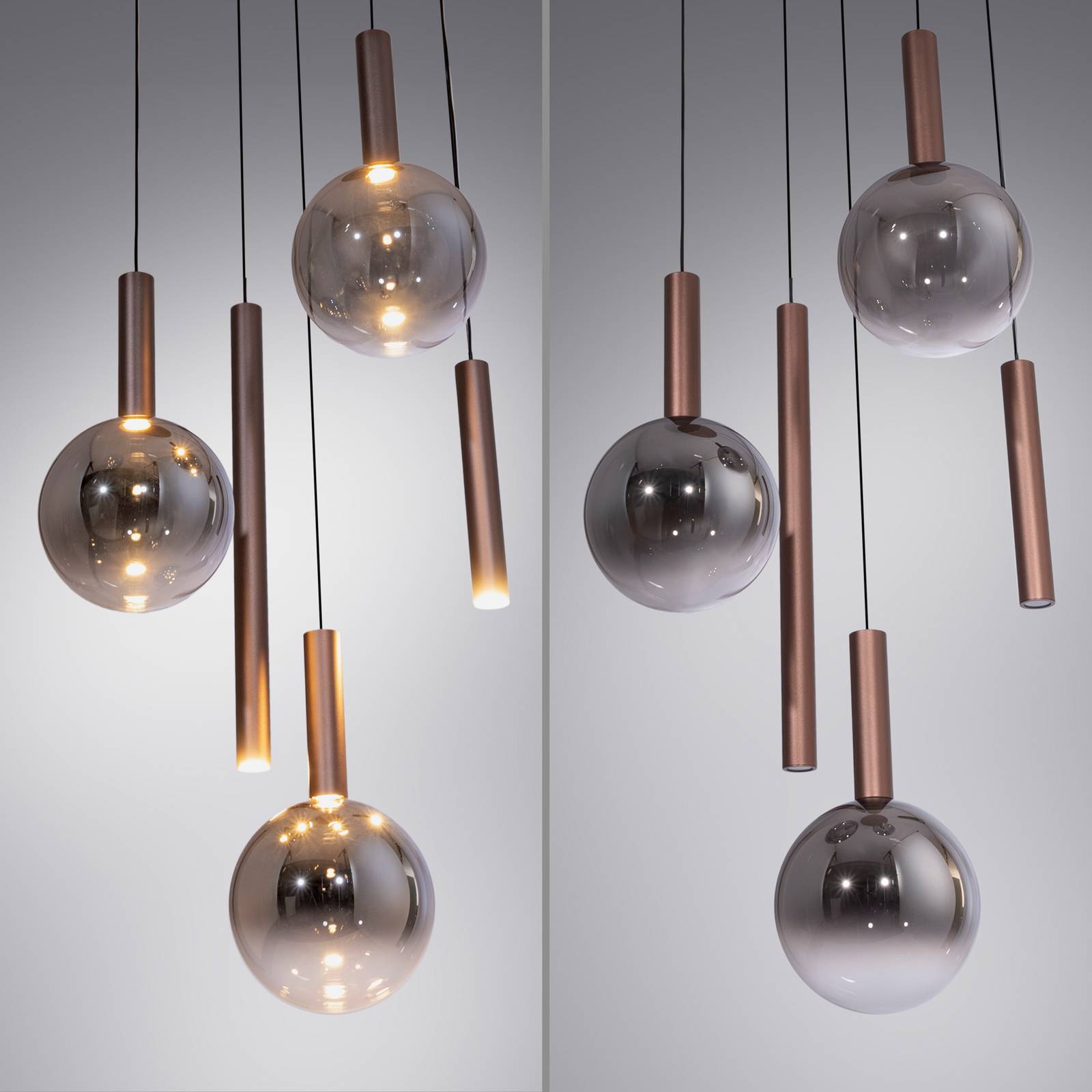 Paul Neuhaus żyrandol LED Bowl, Ø 54 cm, brązowo-szara