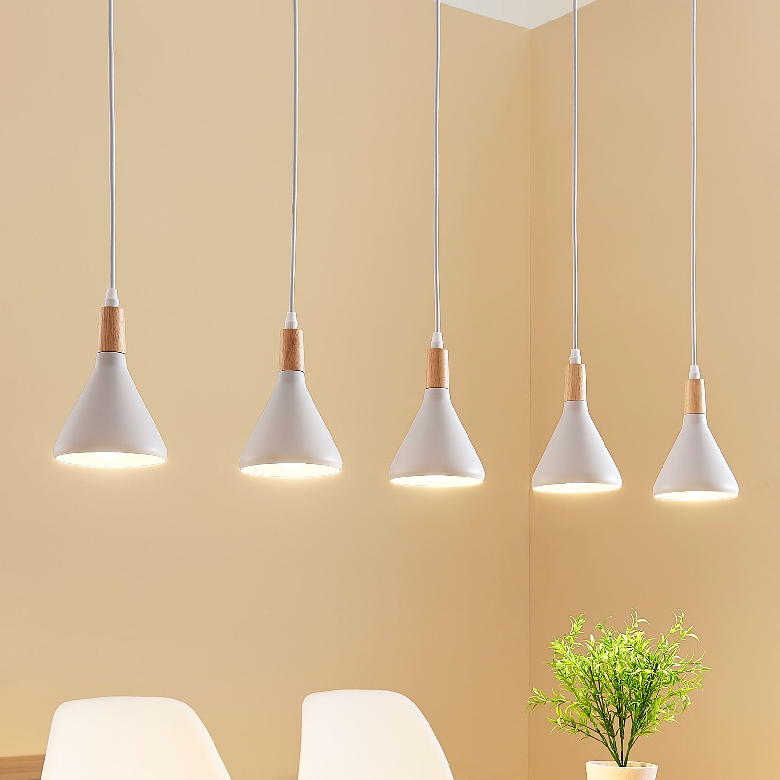 Arina Candeeiro Suspenso White/Wood - Lindby