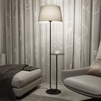 Podna lampa Hotel, bež/crna, visina 150 cm, tkanina/metal