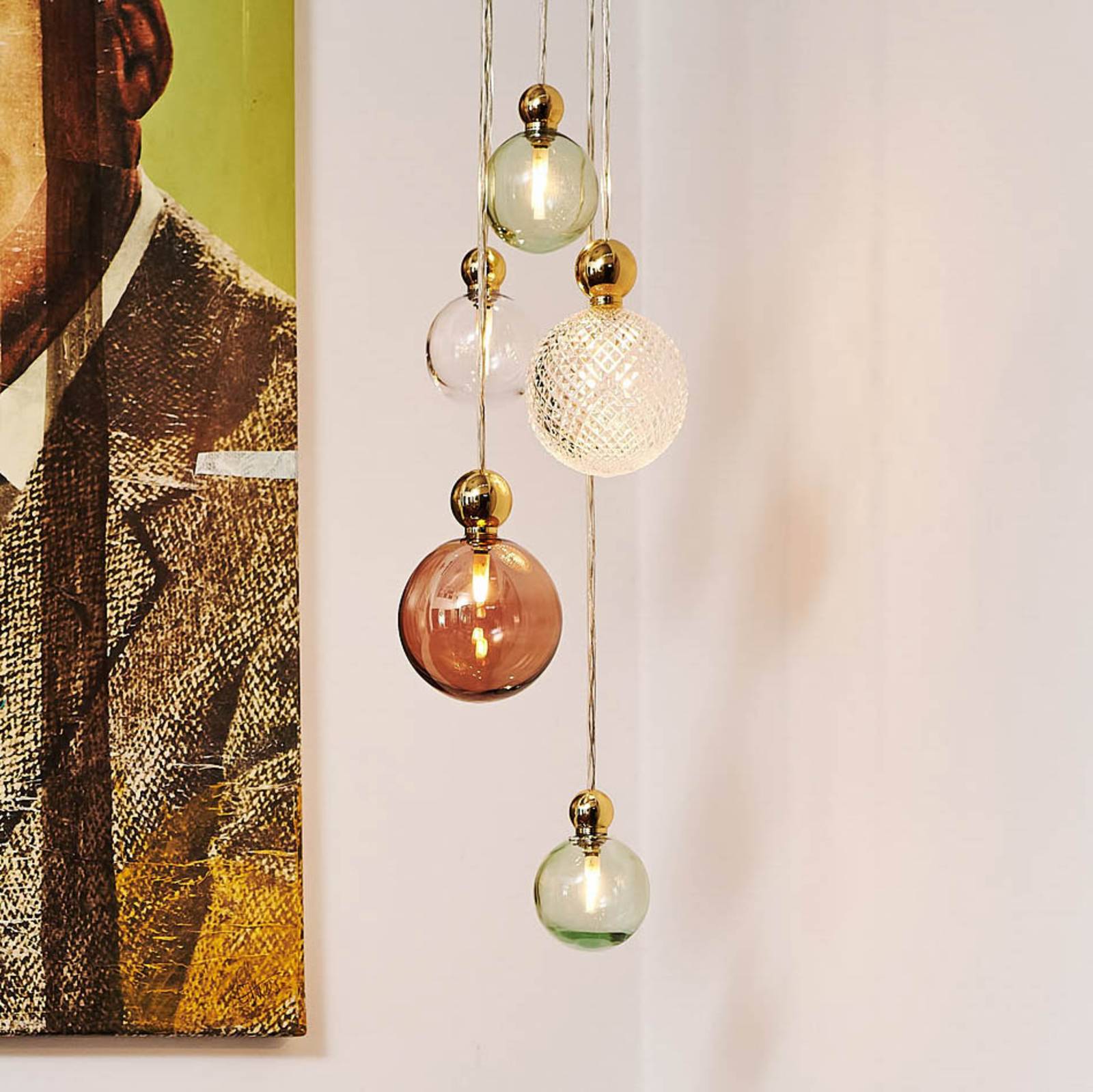 EBB & FLOW Uva M hänglampa, boll guld, klar