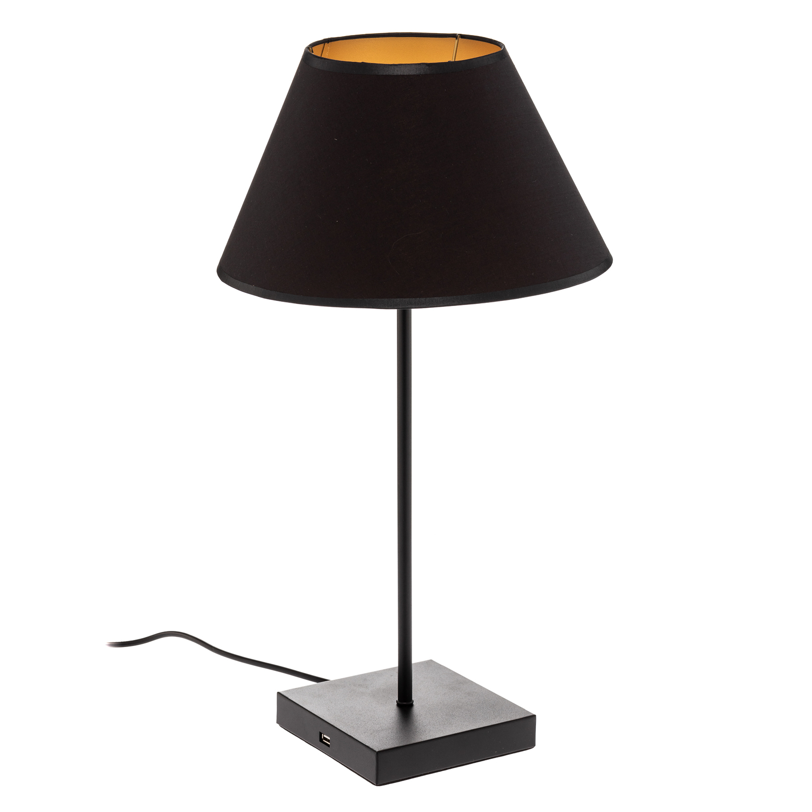 Table lamp TABLE, conical lampshade black-gold