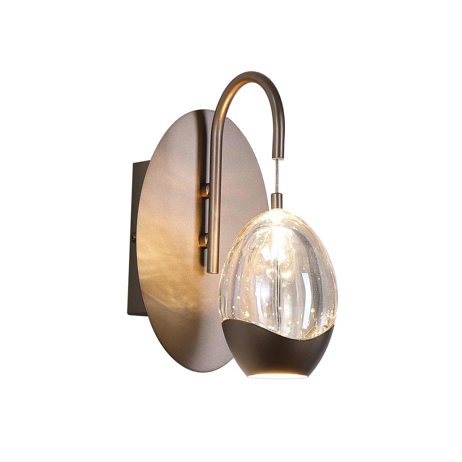 LED sienas lampa Seeds, krēmkrāsā, platums 11 cm, stikls/metāls