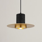 Lampada a sospensione Shanna Ø 28 cm, nero/ottone, pietra/metallo